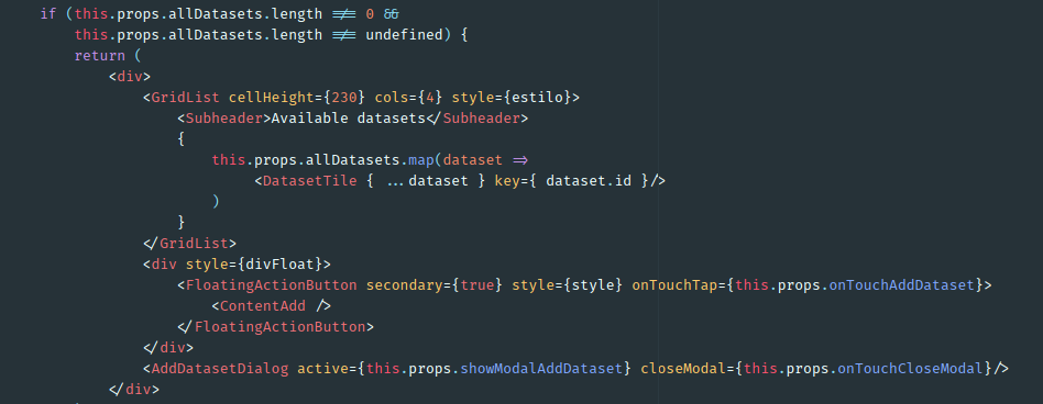 Código de ejemplo en Javascript mostrando ligaduras