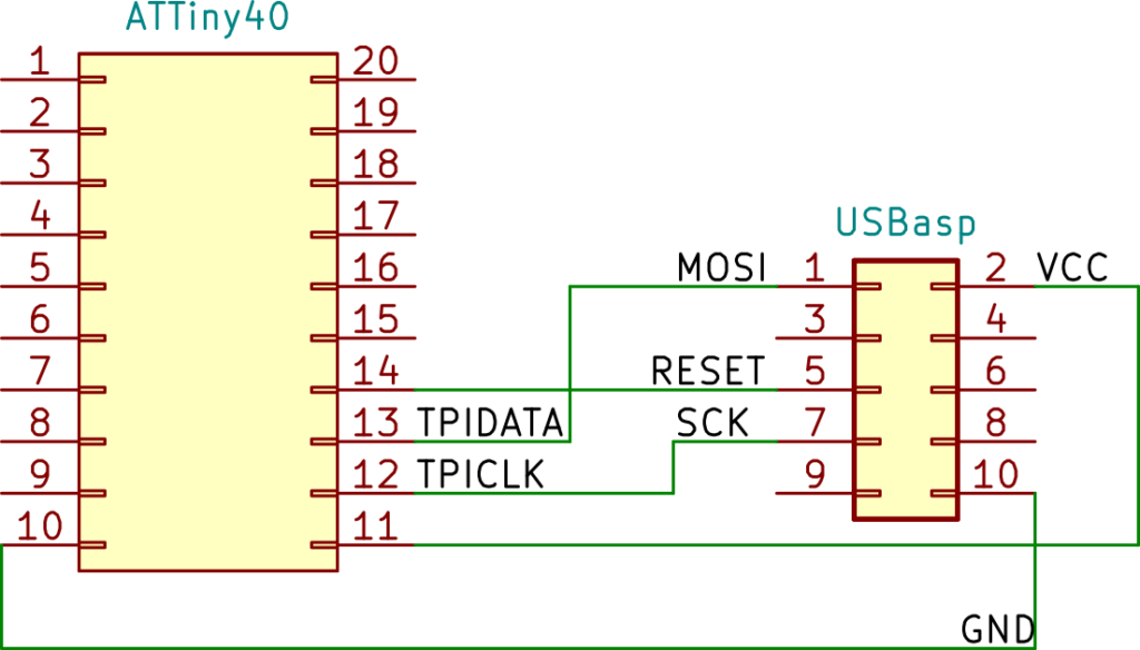 Programación de ATTiny40 con USBASP